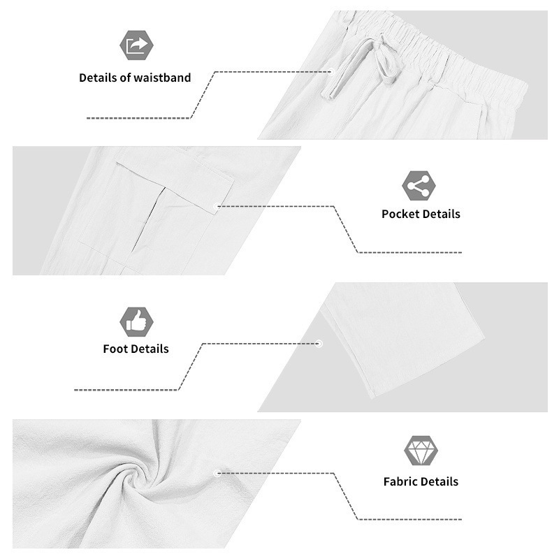 KOOSSOASIS Men's Summer Linen Overalls Loose Breathable Casual Pants Cotton And Linen Beach Pants_viptrois.com