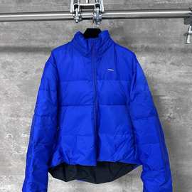 HH现货高品质BL家新款龟背电光蓝羽绒服外套宽松版男女同款