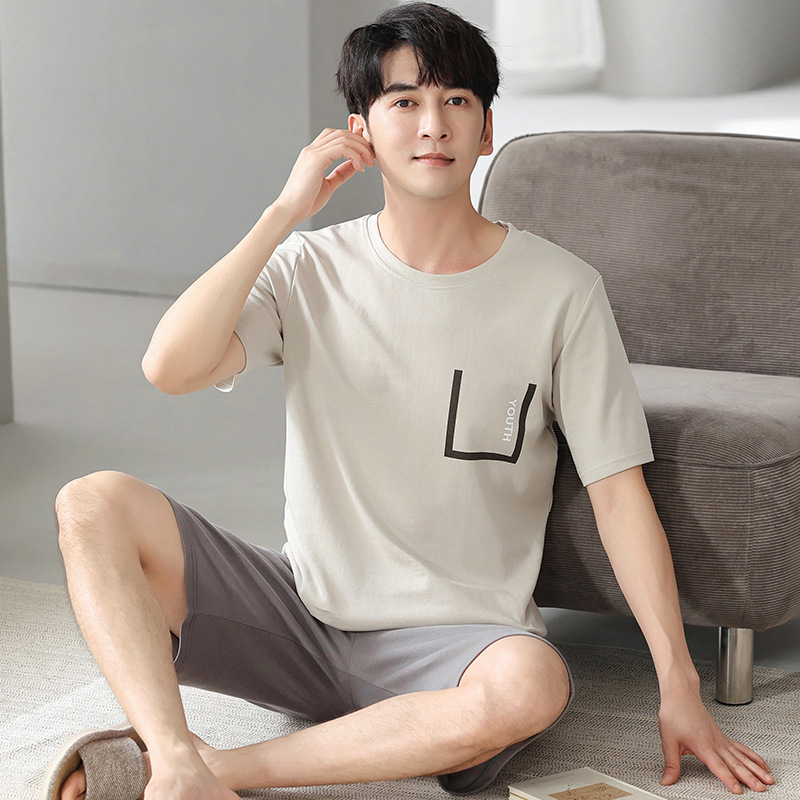 Pijamas modales de verano para hombres nuevos pantalones cortos de manga corta traje de suéter de los hombres delgados más tamaño verano homewear