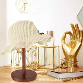 跨境木质帽子支撑架家用桌面帽子收纳架商店帽子假发头盔置物架