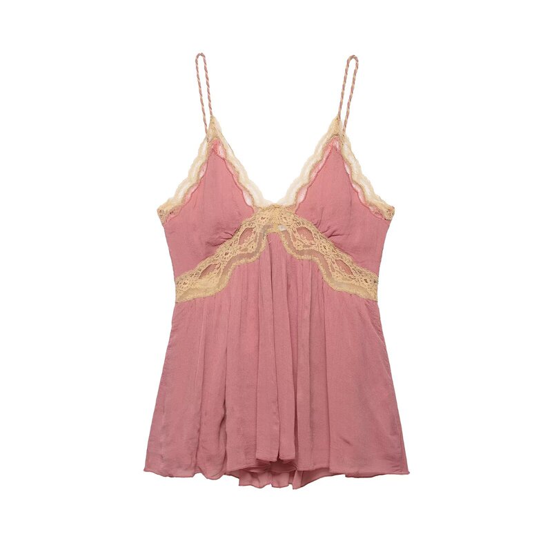 Foreign Trade Wholesale 2026 Spring New Style European and American Fashion Simple Lace Lingerie-Style Top 5107046 620 Foreign Trade Wholesale 2026 Spring New Style European and American Fashion Simple Lace Lingerie-Style Top 5107046 620