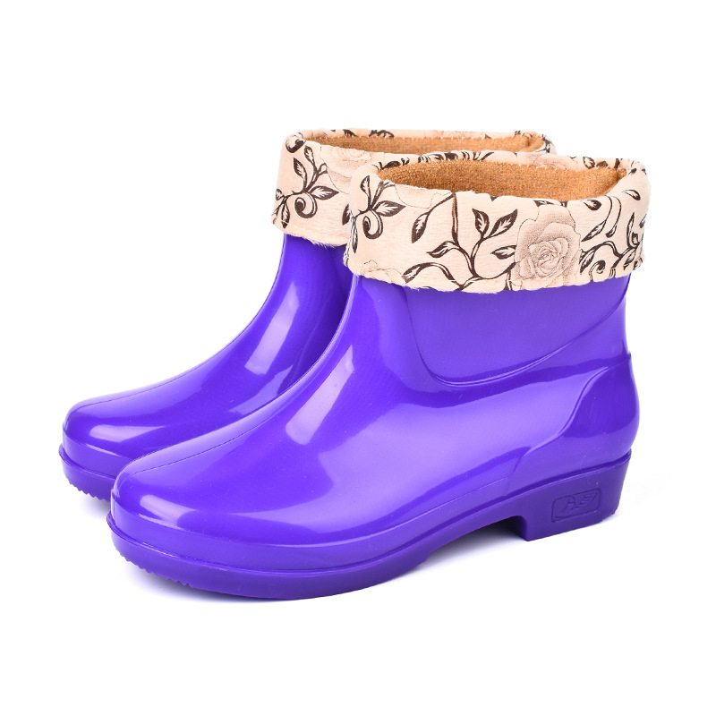 Zapatas de lluvia de mujer, botas de lluvia de cacho corto para adultos, zapatos de goma de cocina de barril bajo resistentes al desgaste, impermeables, antideslizantes, zapatos de agua calientes. image 7