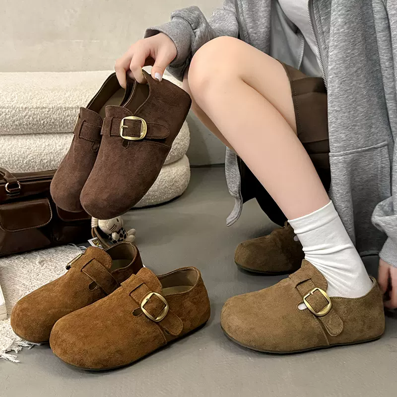 厚底勃肯鞋女2025年秋季新款一脚蹬懒人外穿复古百搭博肯鞋单鞋子