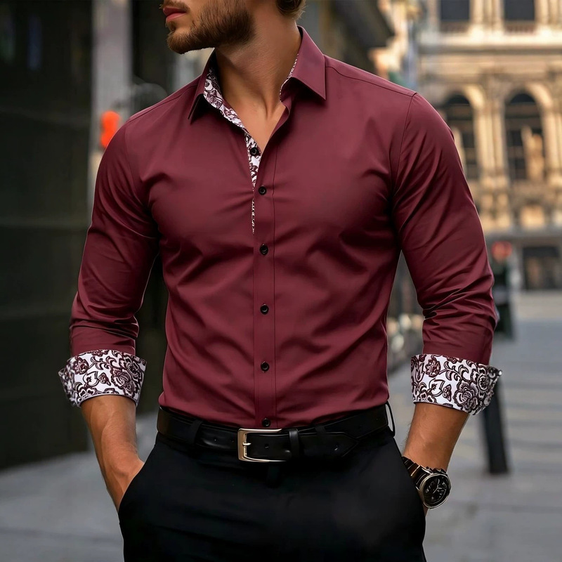 Men's casual long-sleeve formal shirt, minimalist and elegant, suitable for daily wear and formal occasions Men's casual long-sleeve formal shirt, minimalist and elegant, suitable for daily wear and formal occasions