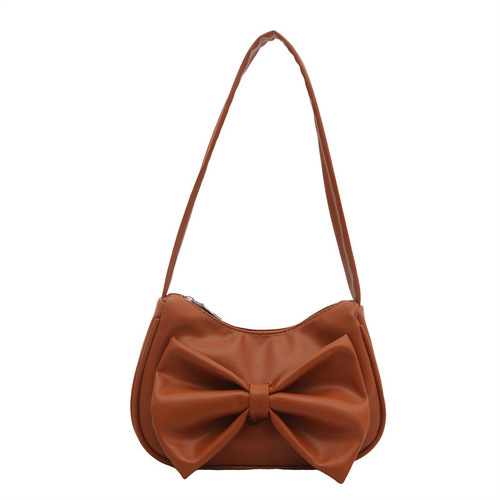Elegant Solid Color Butterfly Knot Underarm Bag for Women, 2025 Summer Trendy Versatile Exquisite Mini Shoulder Bag
