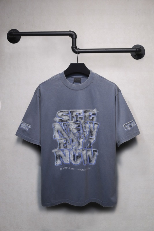 B's Paris 正規版 25SS 新作 アンチカーダイヤモンド レタープリント ダメージ加工 半袖Tシャツ 男女兼用|undefined