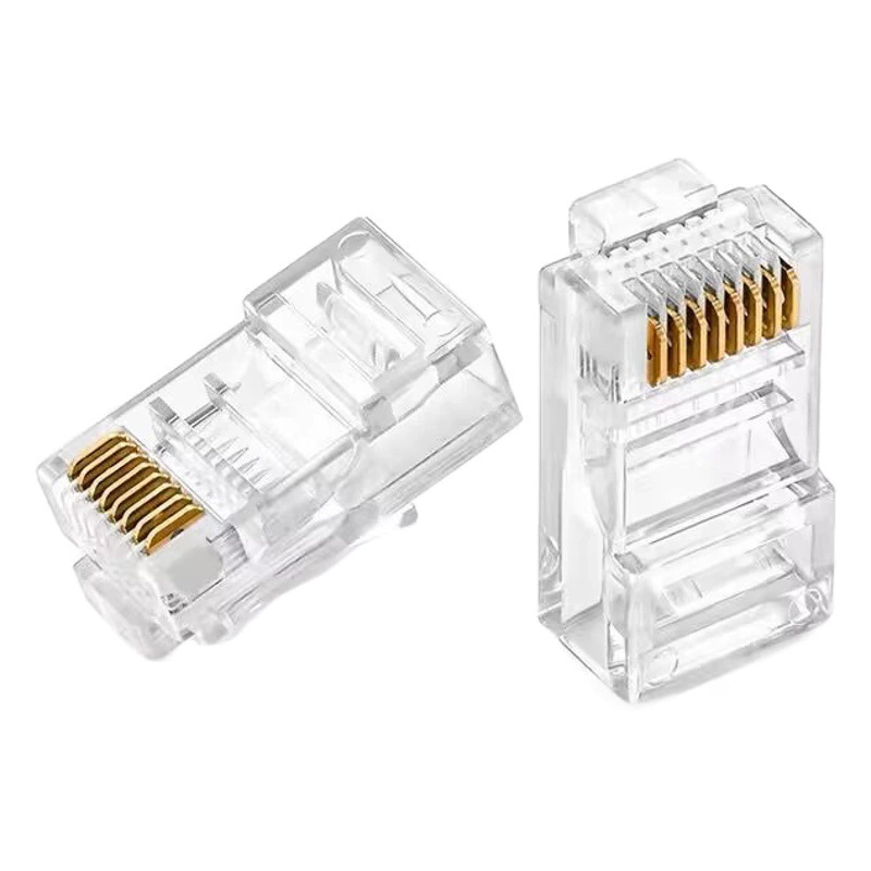 Fangbei RJ45 CAT5E EZ сетевой кабель разъем супер пять категорий неэкранированных 8p8c сквозное отверстие Чистая медная позолоченная хрустальная головка