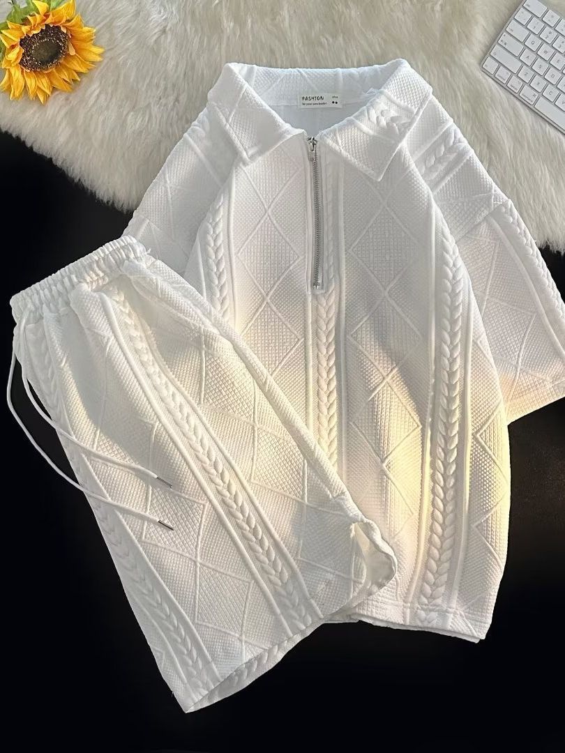 2023 estilo de verano de Hong Kong estilo coreano traje deportivo niños sueltos camiseta estudiante de manga corta simple pantalones recortados de alto sentido