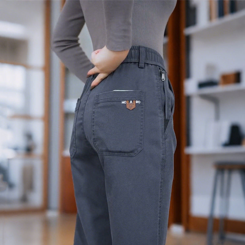 Men's Casual Pants with Zipper Pockets, Spring and Autumn 2026 New Style, Loose Straight-Leg Sports Pants for Middle-Aged Men, Summer