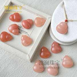 天然新疆金丝玉桃花酿葫芦吊坠挂坠红丝玉石小葫芦diy文玩配饰