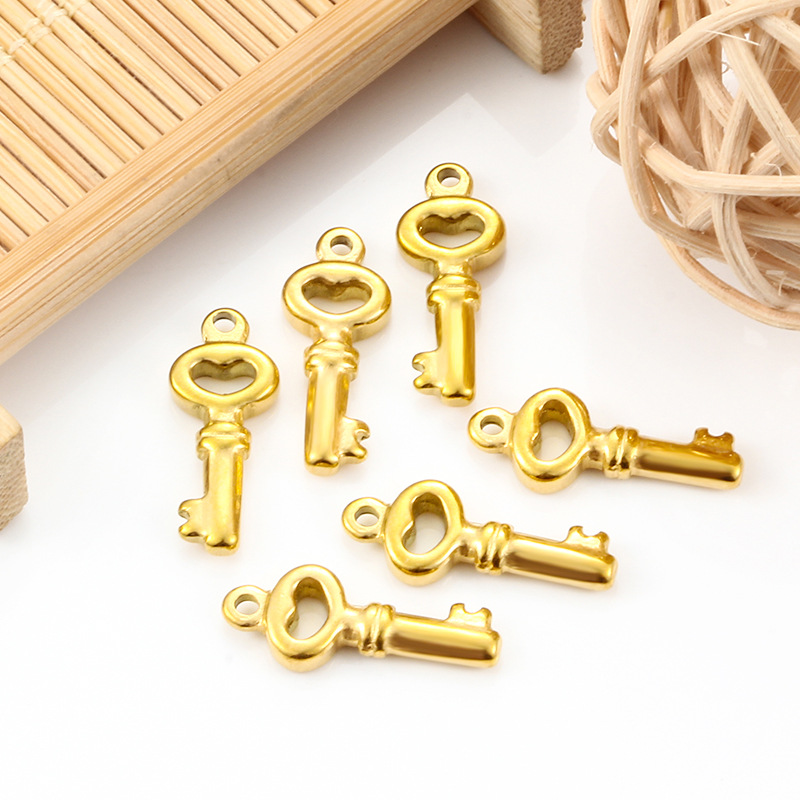 304 Stainless Steel Material 5 PCS/Package 304 Stainless Steel Key Pendant DIY Jewelry Accessories Pendant Necklace Bracelets