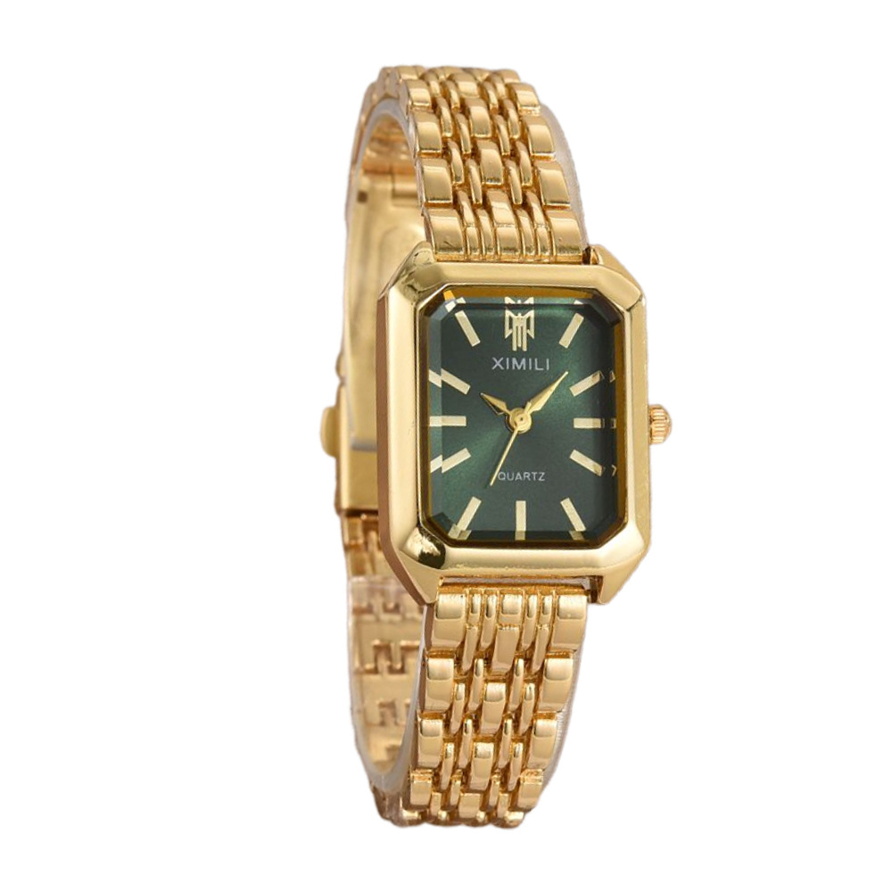 Nuevo reloj de lujo simple transfronterizo para mujer, esfera cuadrada multicolor, temperamento de moda, cinturón de acero literal, reloj de mujer