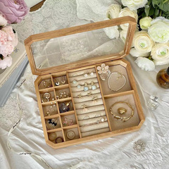 Cross-border wholesale transparent oak jewelry box, storage box, jewelry box, ring box, creative minimalist style wooden jewelry box