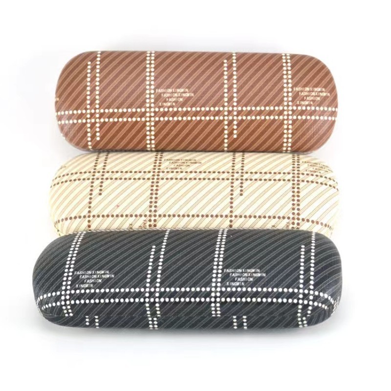 時尚眼鏡盒點格高級抗壓老花眼鏡盒近視簡約眼鏡鐵盒格子創意盒子