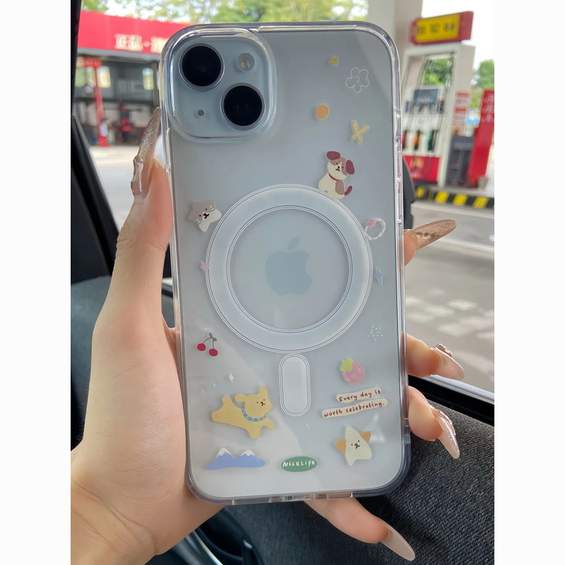 Jumping Puppy Magnetic Suction Suitable for Apple 16 Series Camera Button All-Inclusive 15Promax Acrylic Transparent 1112