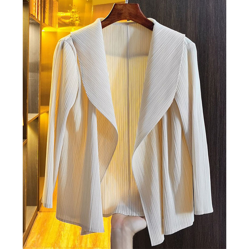 Pleated Short Coat 2022 Spring and Summer New Fashion Elegant Women's All-match Cardigan Slimming Western Style Top for Women