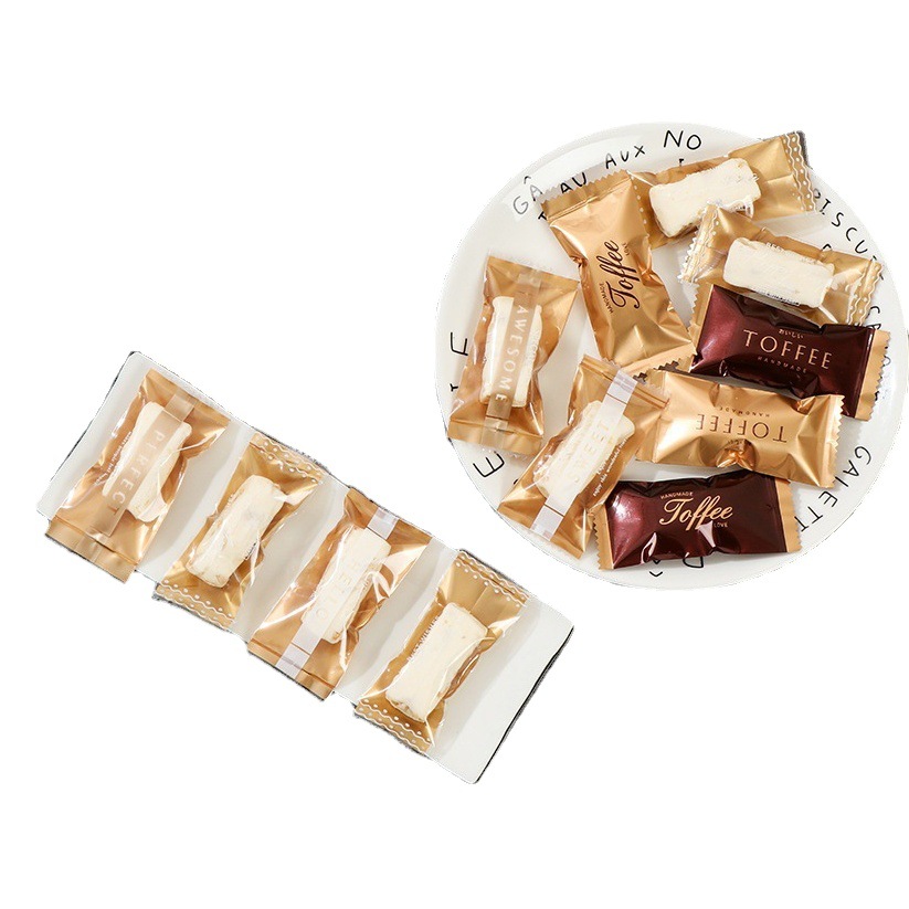 Oro inglés turrón transparente máquina sello bolsa Internet celebridad luz lujo toffee bolsa de embalaje Navidad café bolsa de caramelo
