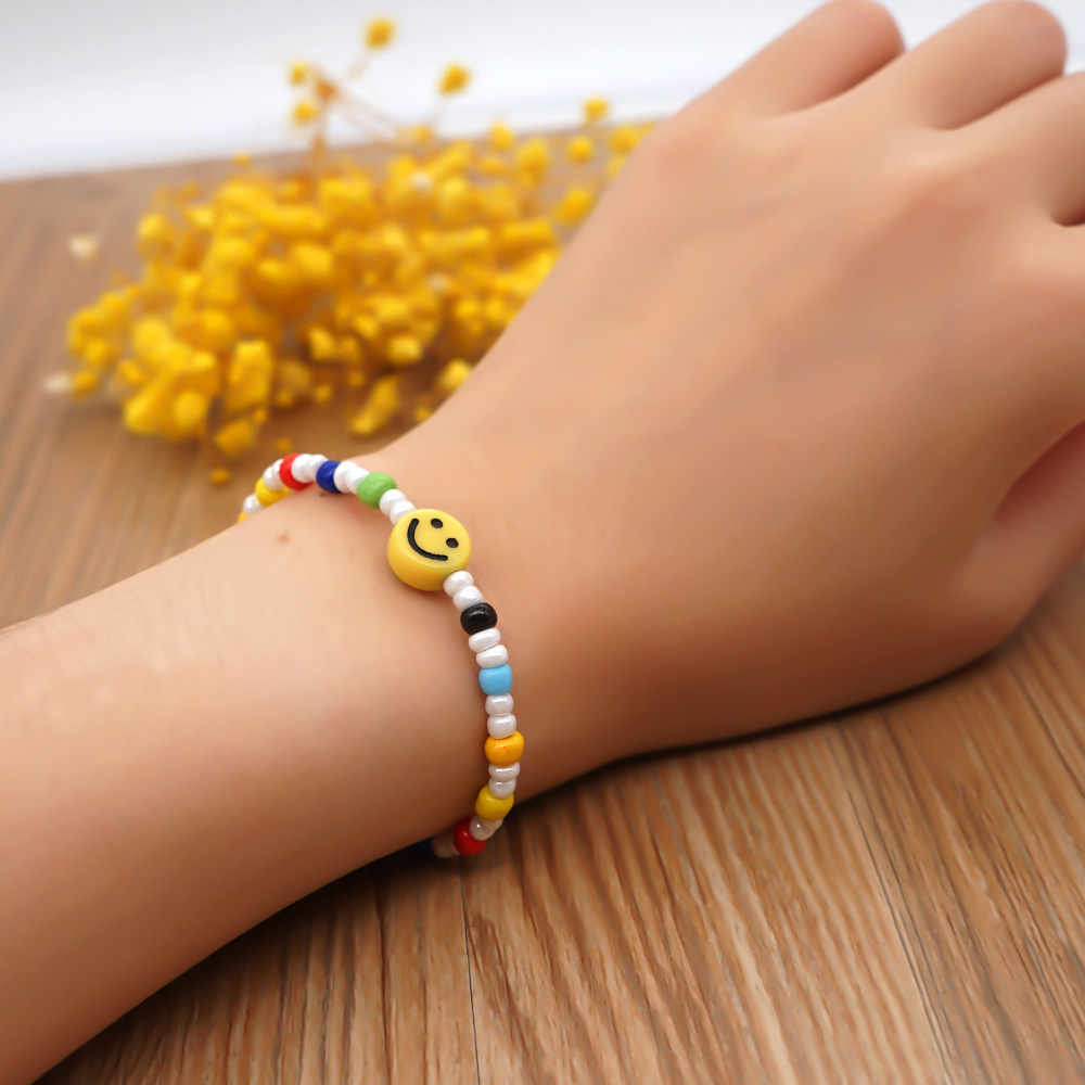 Yellow Smiley Face Acrylic Color Rice Bead Bracelet Wholesale Jewelry Nihaojewelry display picture 6