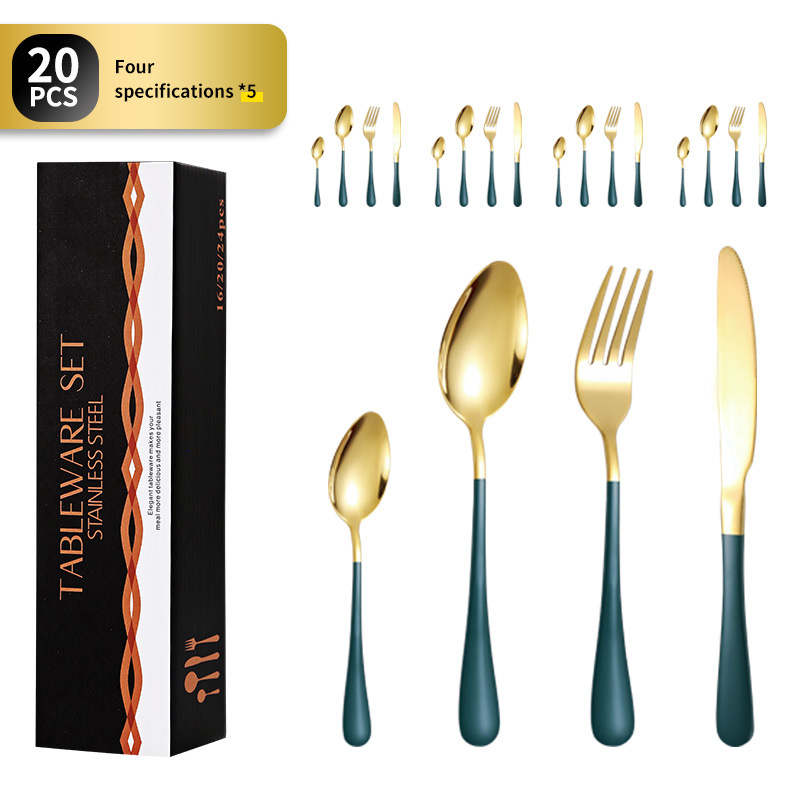 Cross-border Amazon 1010 vajilla de acero inoxidable de cuatro piezas conjunto de 20 piezas conjunto occidental cuchillo de carne tenedor cuchara caja de regalo traje