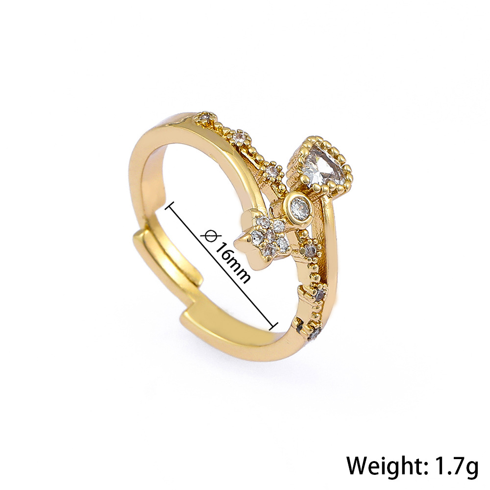 Round Flower Heart-shaped Ring Wholesale display picture 1