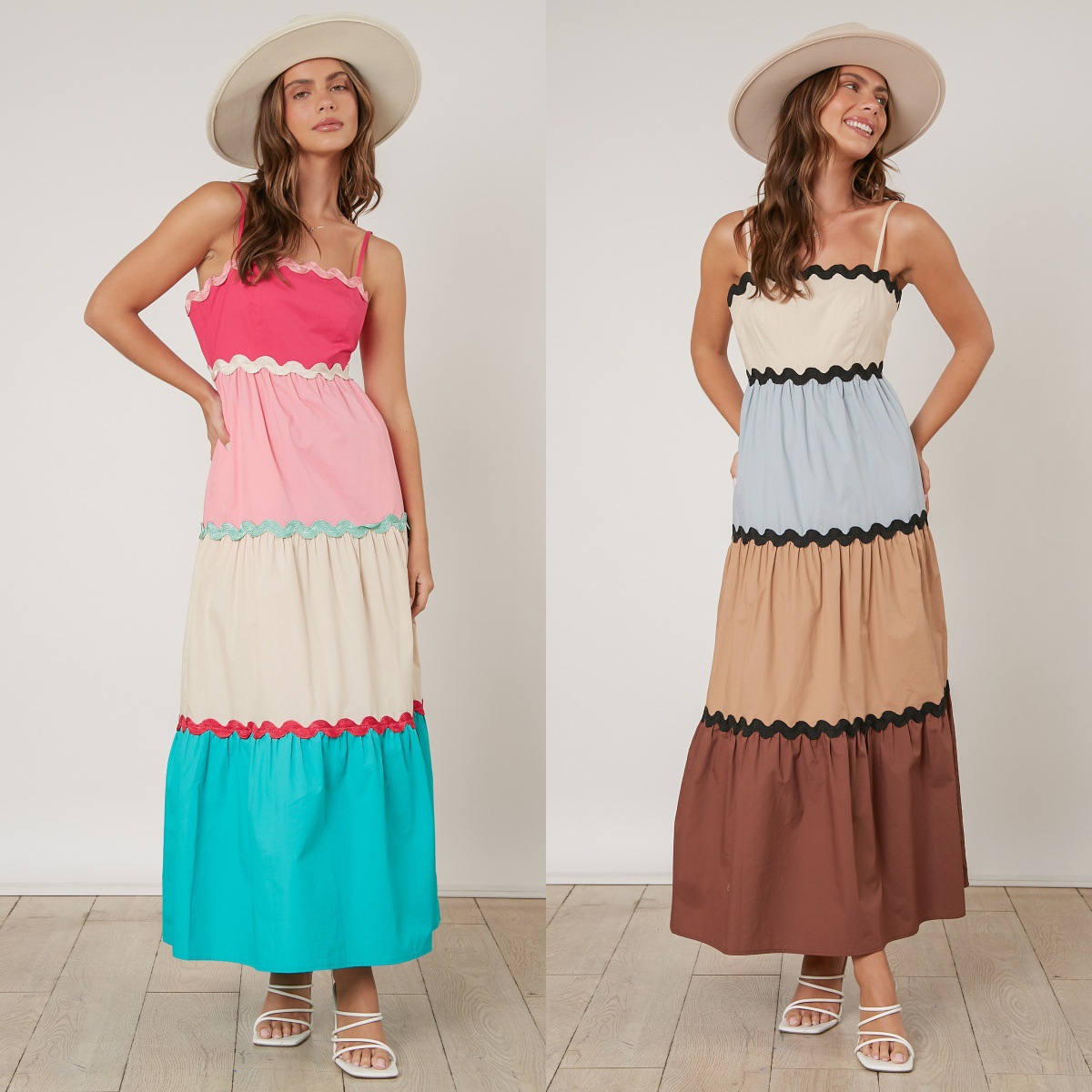 Women's Strap Dress Vacation Strap Backless Sleeveless Color Block Maxi Long Dress Holiday Daily display picture 1