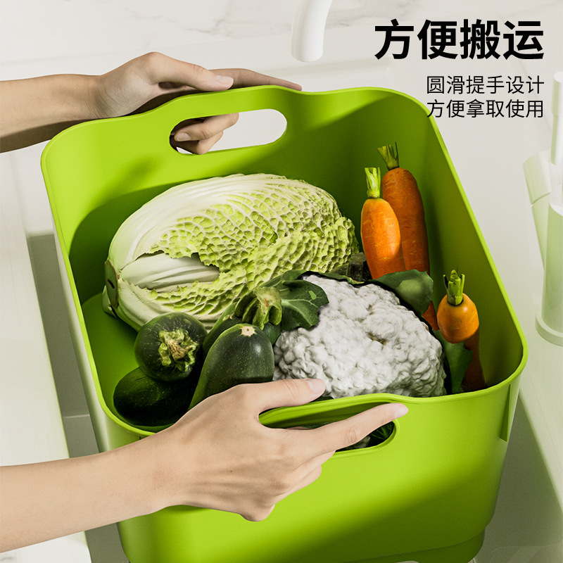 gran capacidad cuenca de drenaje cocina verduras y frutas cesto de drenaje casero con tapón de drenaje cesto de lavado de verduras lavabo de verduras