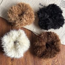 韩版秋冬新款仿貂毛大肠发圈女款松弛感毛绒头绳发饰头花皮筋发绳