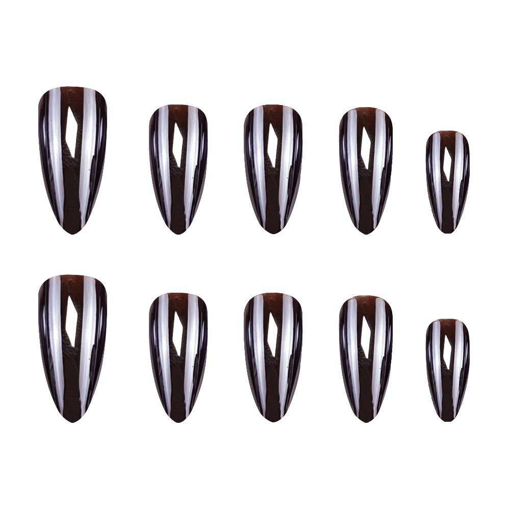 Ventas transfronterizas en caliente fantasía de galvanoplastia de uñas, estilo cool simple, 24 piezas de parche de uñas terminado.
