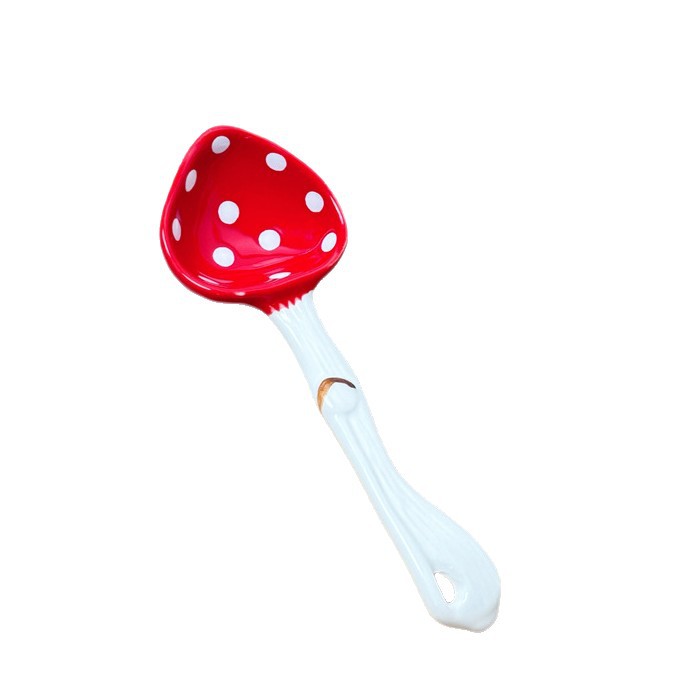 Cute Ceramic Mushroom Soup Spoon Decorative Handle Teaspoon_voghion.com