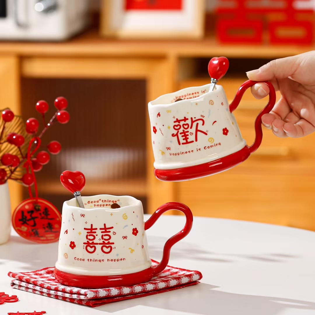 Creativo de boda feliz taza de marca de alto valor de pareja taza de regalo de boda taza de café taza de cerámica