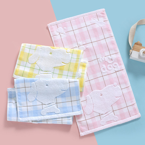 Children's towel pure cotton small towel wholesale children's face wash hand towel cartoon baby household absorbent kindergarten