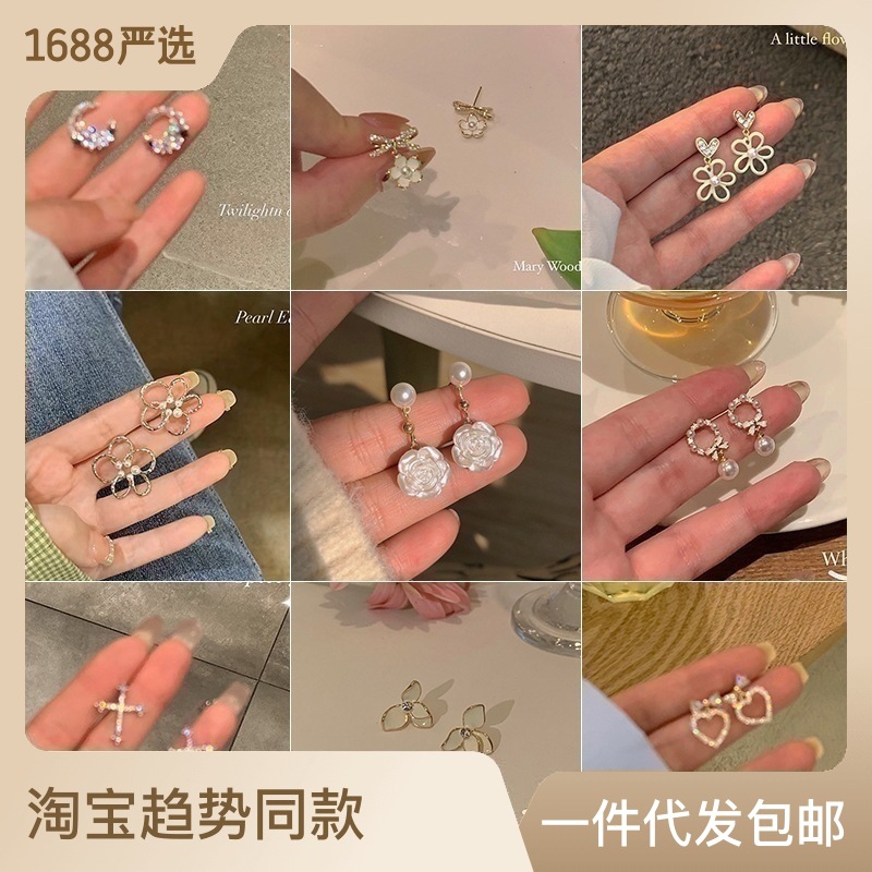 蝴蝶結花朵耳環2022年新款潮小眾設計感高級輕奢耳飾女耳釘簡約女