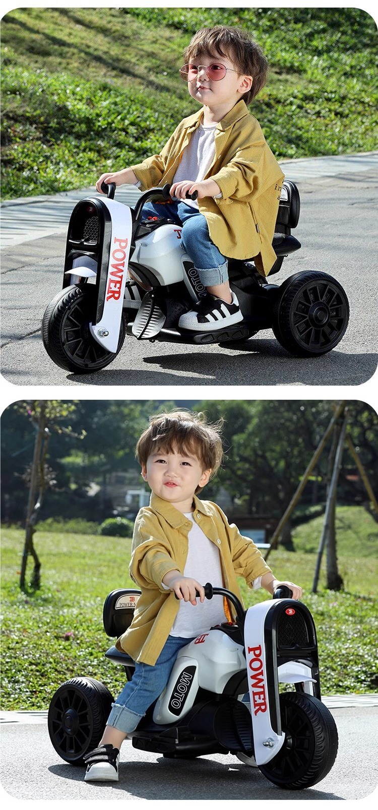 Children's electric motorcycle tricycle for boys and girls, battery-powered toy car, child ride-on vehicle with remote control