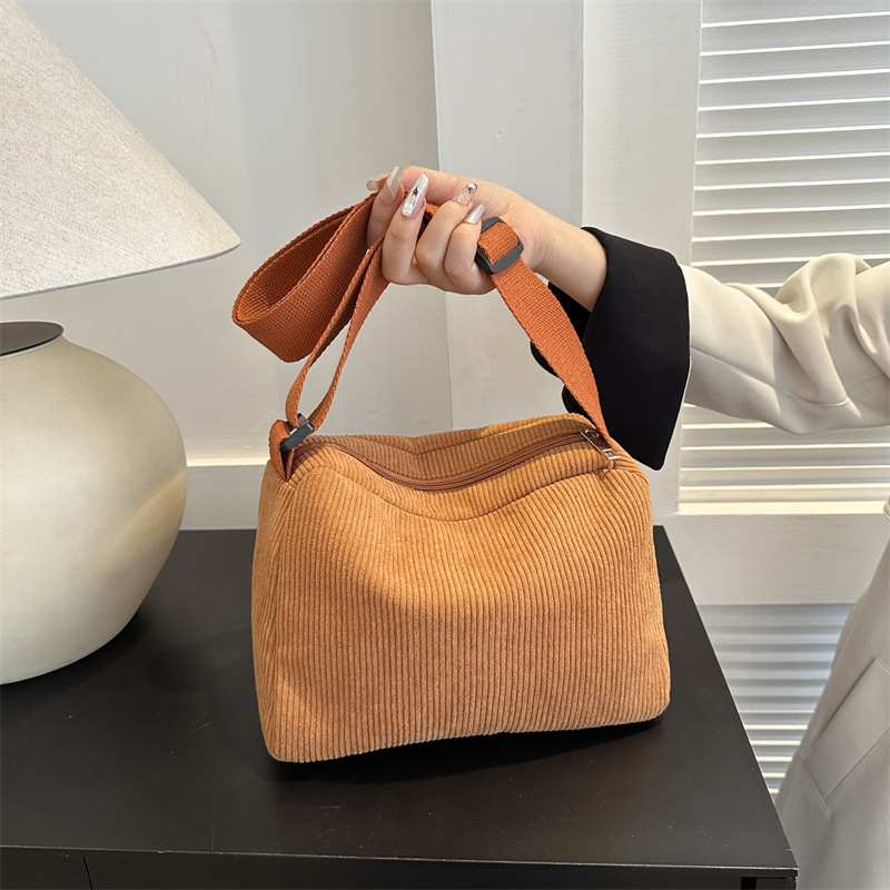 Estilo perezoso de pana casual estilo japonés artístico bandolera de un solo hombro elegante estudiante casual estilo coreano bolso de mano simple de las mujeres