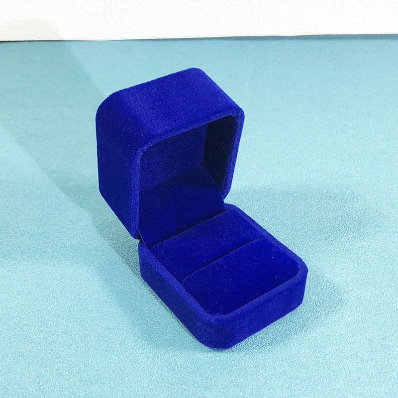 Royal blue ring box; rounded velvet box