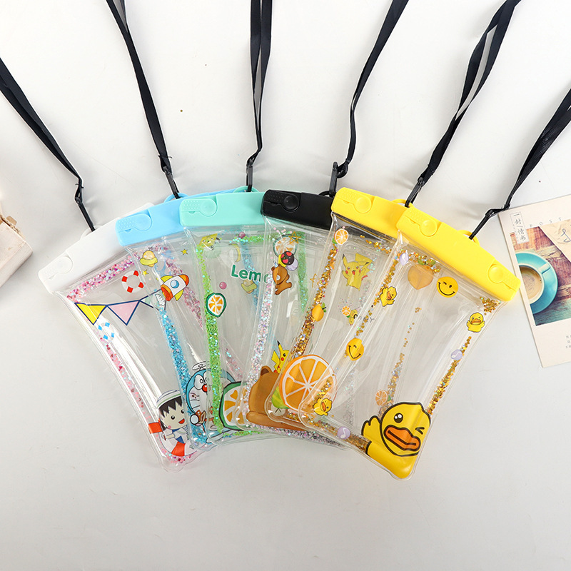 Cartoon airbag mobile phone waterproof bag inflatable floating quicksand waterproof case large screen touch screen phone call Cartoon airbag mobile phone waterproof bag inflatable floating quicksand waterproof case large screen touch screen phone call