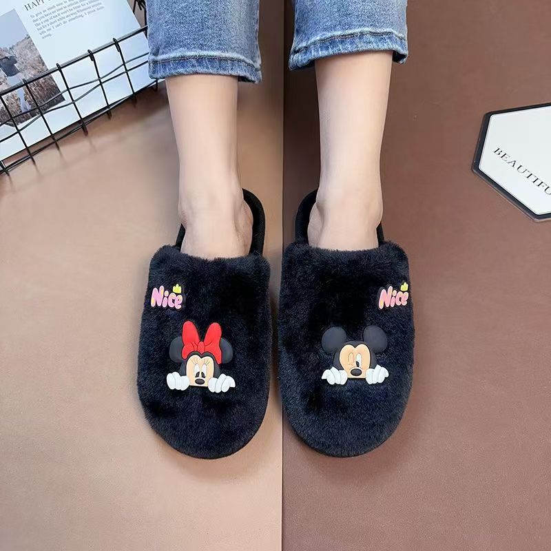 Cartoon Plush Cotton Slippers for Autumn and Winter, Warm and Non-Slip, Home Indoor Couple Style Mickey and Minnie Home Soft-Soled Slippers Cartoon Plush Cotton Slippers for Autumn and Winter, Warm and Non-Slip, Home Indoor Couple Style Mickey and Minnie Home Soft-Soled Slippers