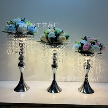 金属电镀花架桌面花器烛台生日宴会婚庆道具发光装饰假花花瓶摆件