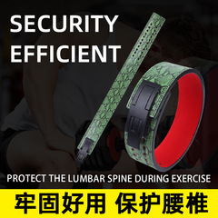 Strength bodybuilding green python cowhide sports waist protection fitness belt squat bench press protective gear bodybuilding training belt