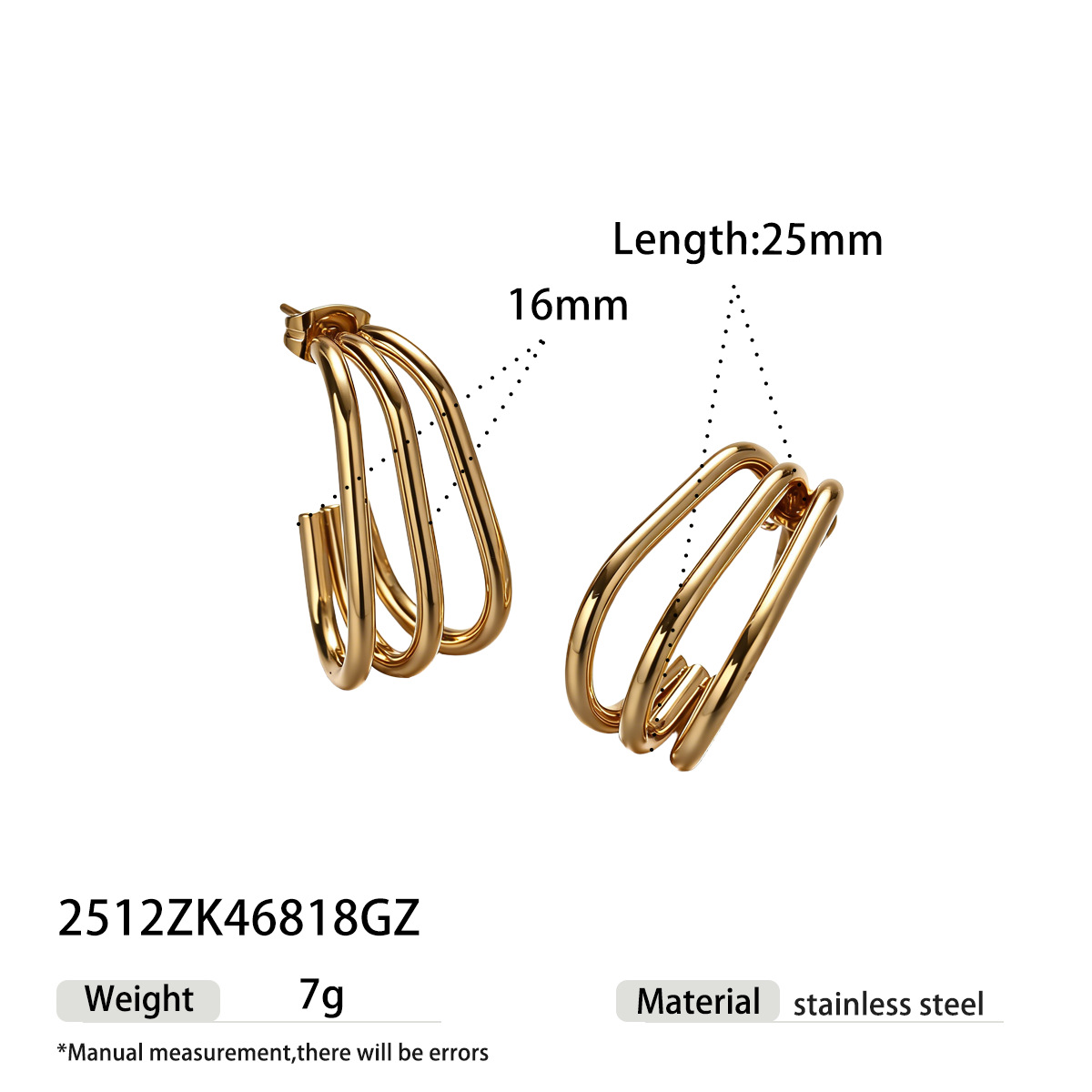 Alta Europa y América de moda auriculares de acero inoxidable ligero lujoso anillo de pigmentación chapado al vacío simple de alta calidad auriculares transfronterizos