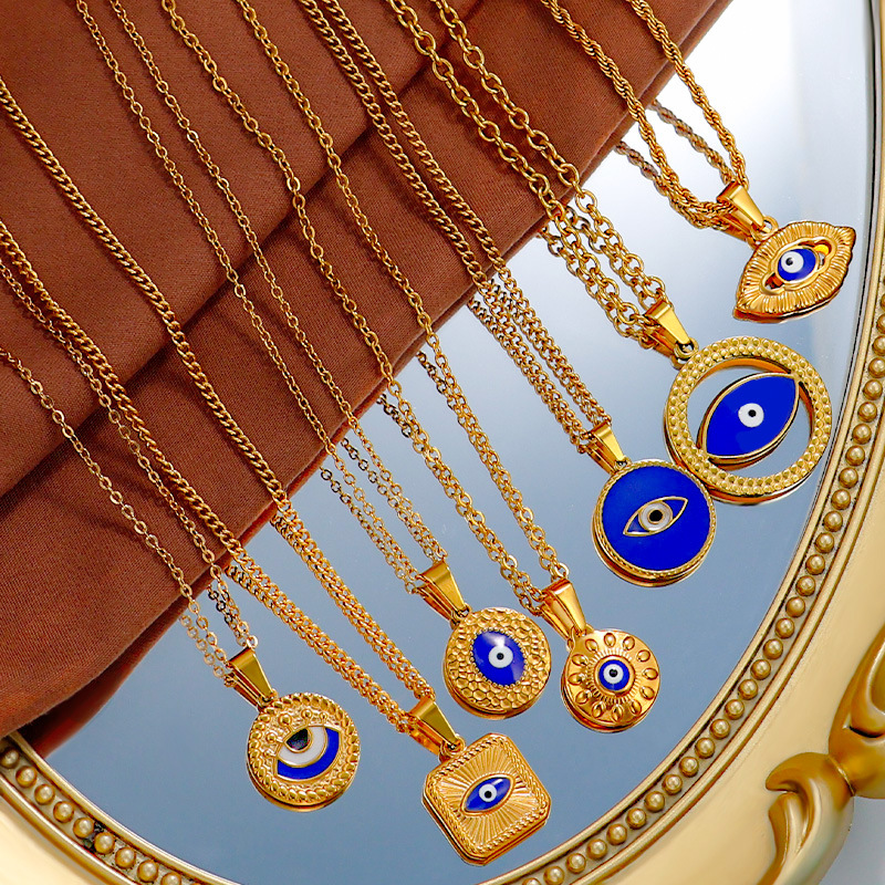 7g Weight Pendant Jewelry Making Type Real Gold Plated Plating Material 1 Piece Quantity Holiday, Daily Occasion 304 Stainless Steel Material Devil's Eye Pattern Unisex Gender Vintage Style, Classic Style Style Waterproof Non Tarnish, Plating Craft Real Gold Plated Devil's Eye 304 Stainless Steel Vintage Style Classic Style Waterproof Non Tarnish 1