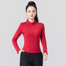 2025秋季新款广场舞服修身立领薄绒长袖上衣潮流运动休闲跳舞衣服