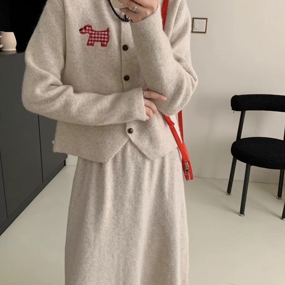 Women's Clothing Long Sleeved Cardigan Top And Skirt Two Piece Set For Women Autumn Outfit Youthful Slimming And Flattering_ecoleips.com