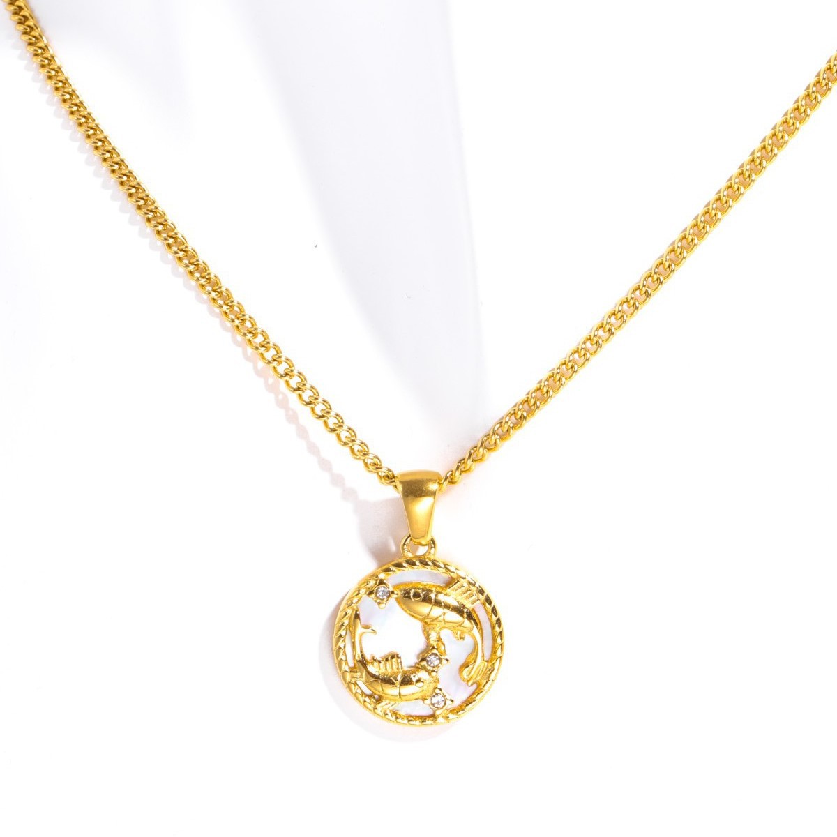 Collar Moneda del Horóscopo, 12 Signos, Bañado en Oro image 18