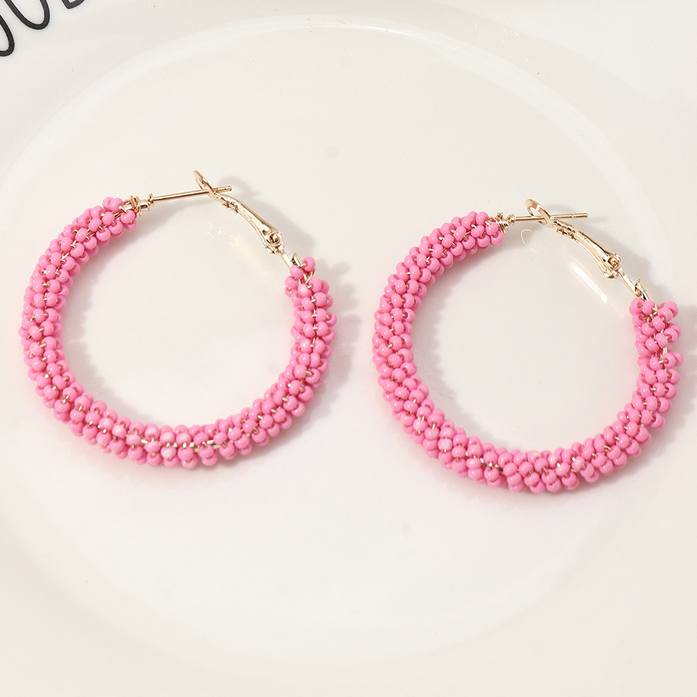 Nihaojewelry Ethnic Style Color Rice Bead C-shaped Earrings Wholesale Jewelry display picture 5