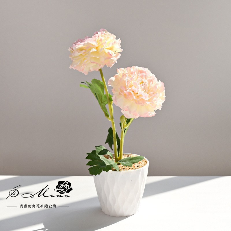 Simulación de doble camellia multicapa bonsai decoración creativa sala de estar interior decoración de estudio flor artificial bonsai image 5