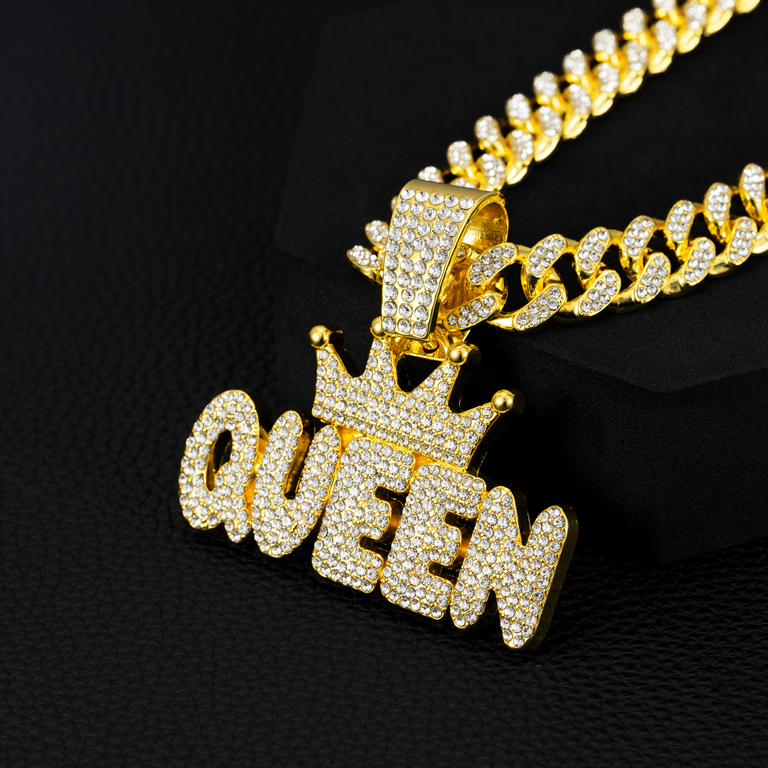 Hip-Hop Letter Crown Alloy Diamond Men's Pendant Necklace Seed Bead Jewelry display picture 6