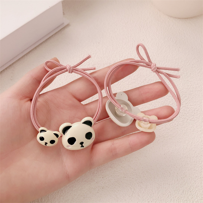 Bonito panda anillo de cabello red temperamento de la niña cuerda de cabello de cola de cabello de goma de alta elasticidad