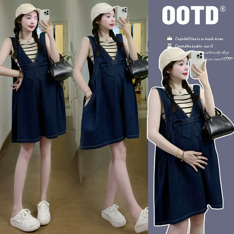 Настоящий выстрел может быть соленым сладким джинсовым ремнем для беременных 2024 Новый корейский стиль