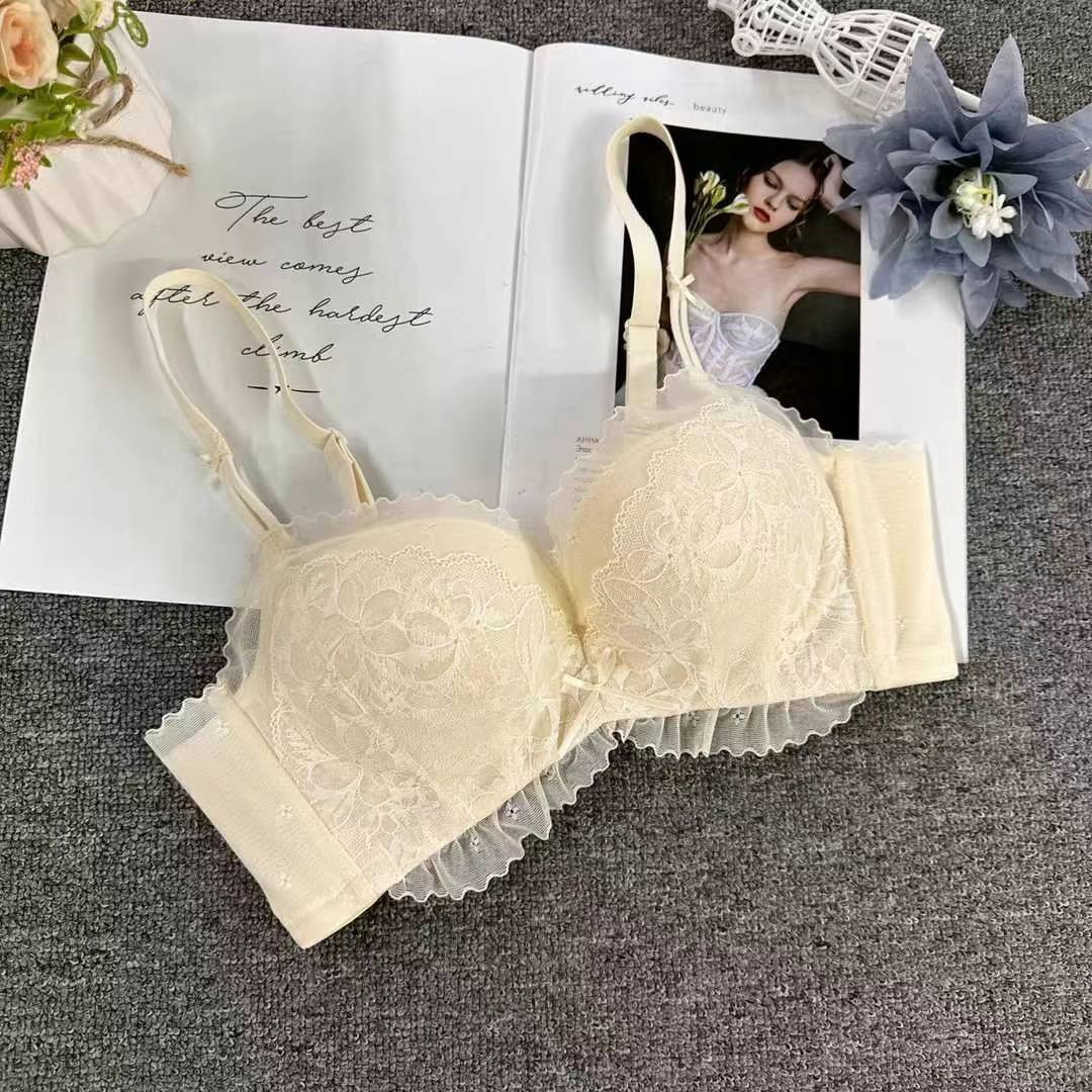 Nuevo sujetador de encaje de moda Jacquard transpirable ajustable confortable anti-caída reunido tres botones lotes de ropa interior